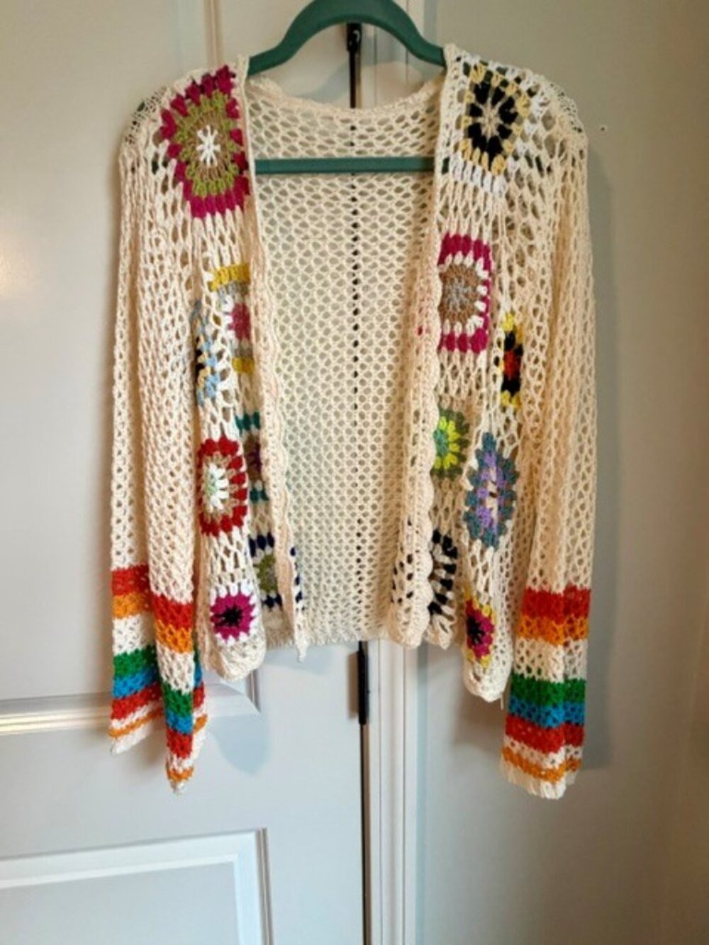 NWOT - SHEIN Dopamine Colorful Hollow Knit Loose Fit Long Sleeve Cardigan. - Picture 5 of 5